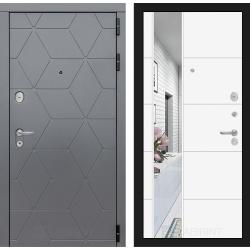 Металлическая входная дверь Лабиринт модель Космо 19 с зеркалом софт белый