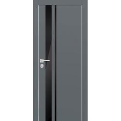 Дверь межкомнатная Profilo Porte PX 16 цвет Графит кромка алюминиевая с 2 сторон, вставки стекло черное